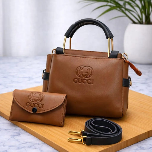 Leather plain women bag