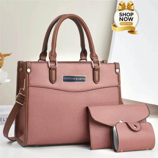 Leather textured top handle girl's bags