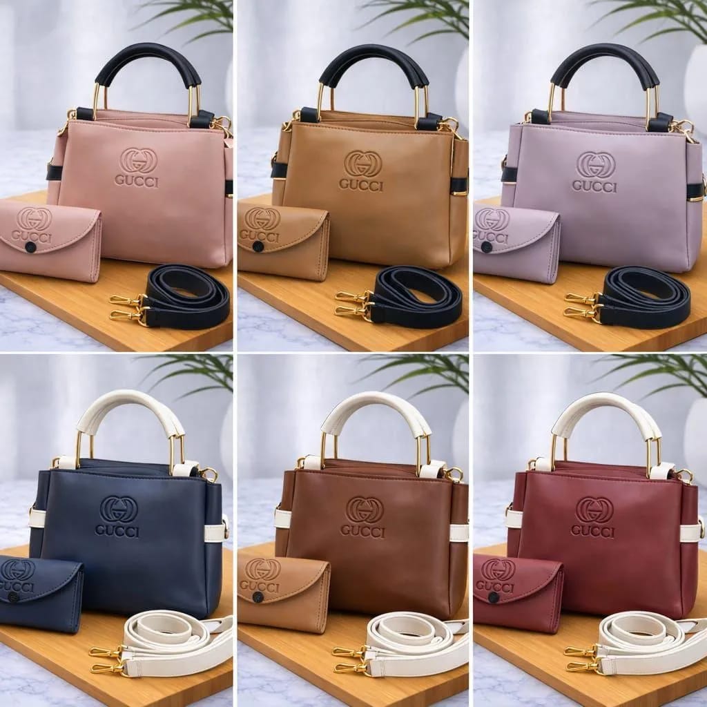 Leather plain women bag